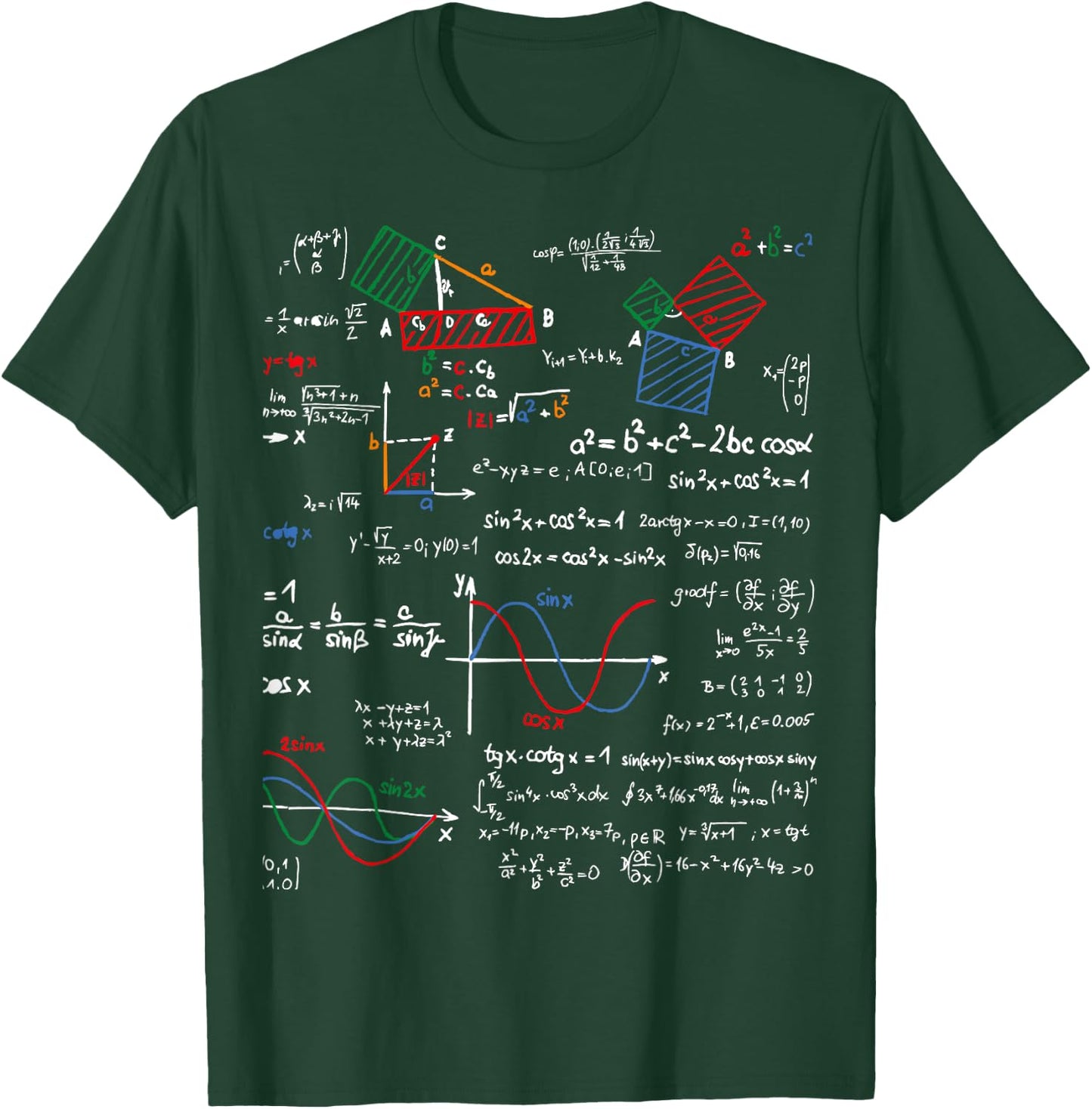 Math Teacher Formulas Cheat Sheet Cool Geek Nerd Women Kids T-Shirt - T-Shirt | Forest