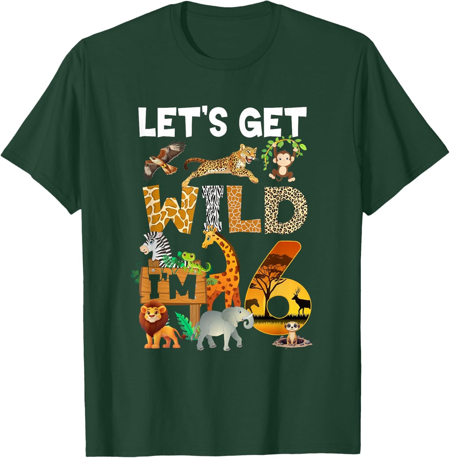 6 Year Old Zoo Birthday Safari Jungle Animal 6Th Bday T-Shirt - T-Shirt | Forest