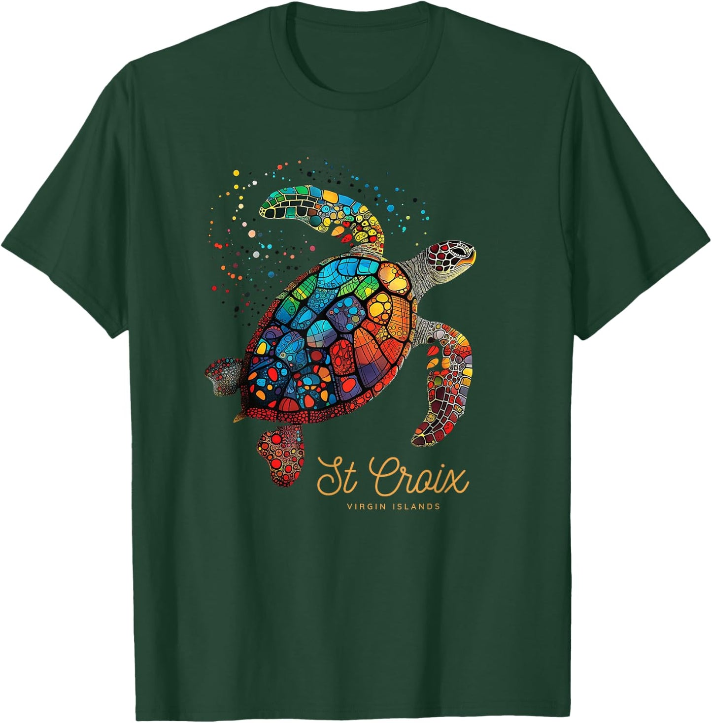 St Croix Virgin Islands Vintage Vacation Shirt Sea Turtle T-Shirt - T-Shirt | Forest