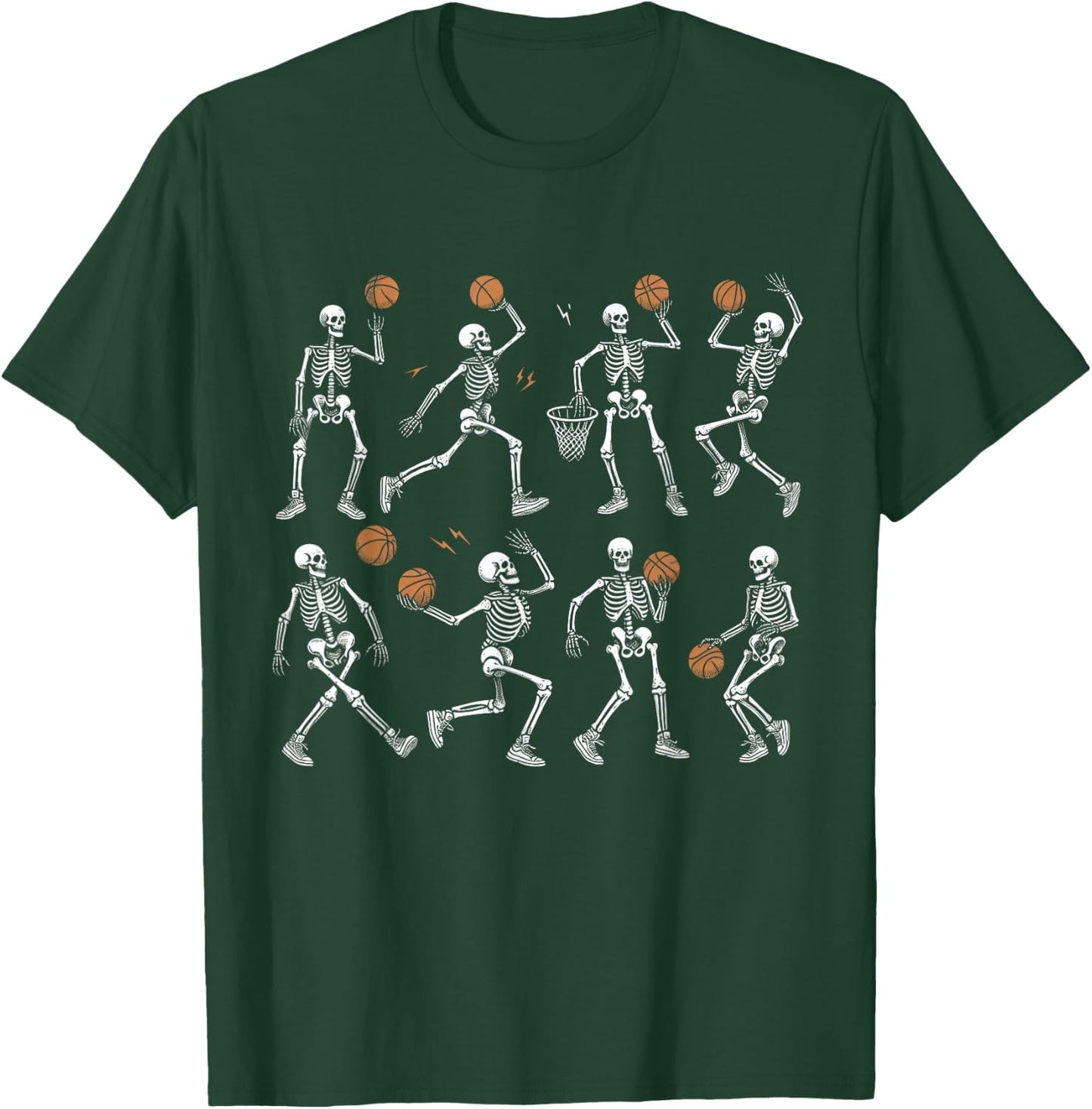Halloween Basketball Skeletons Dunking Dribble Boys Kids T-Shirt - T-Shirt | Forest
