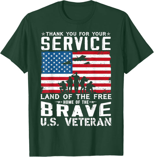 Home Of The Free Because Of The Brave Veteran T-Shirt - T-Shirt | Forest