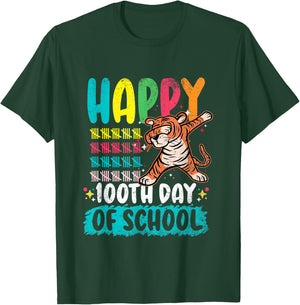 100th Day Teacher Tiger 100 Days Of School Gift Men Women Girls Kids T-Shirt - T-Shirt | Forest
