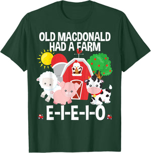 Toddler Kids Old MacDonald Had a Farm E-I-E-I-O Nursery Song T-Shirt - T-Shirt | Forest