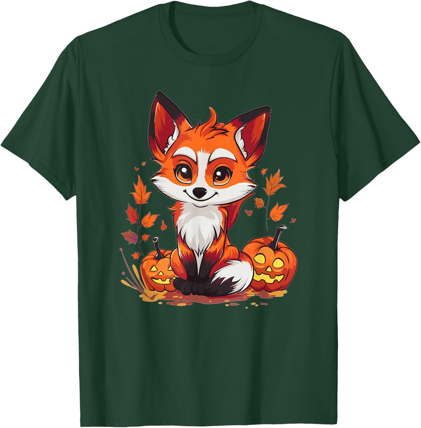 Cute Fox With Pumpkin I Halloween T-Shirt - T-Shirt | Forest