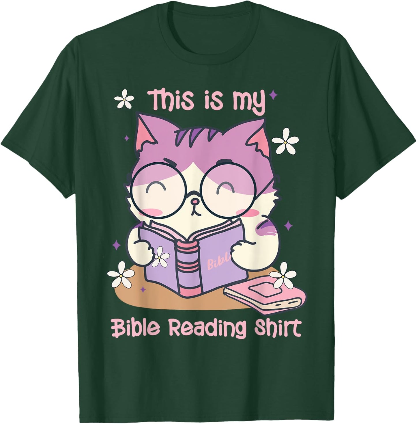 This Is For Bible Reading Cat Cute Christian T-Shirt - T-Shirt | Forest