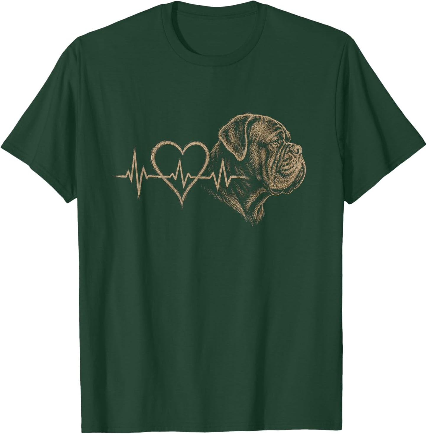 Dogue de Bordeaux Heartbeat Artwork Design T-Shirt - T-Shirt | Forest