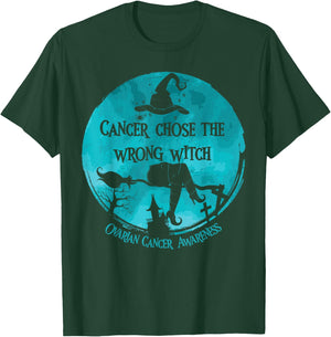 Cancer Chose The Wrong Witch Teal Ovarian Cancer T-Shirt - T-Shirt | Forest