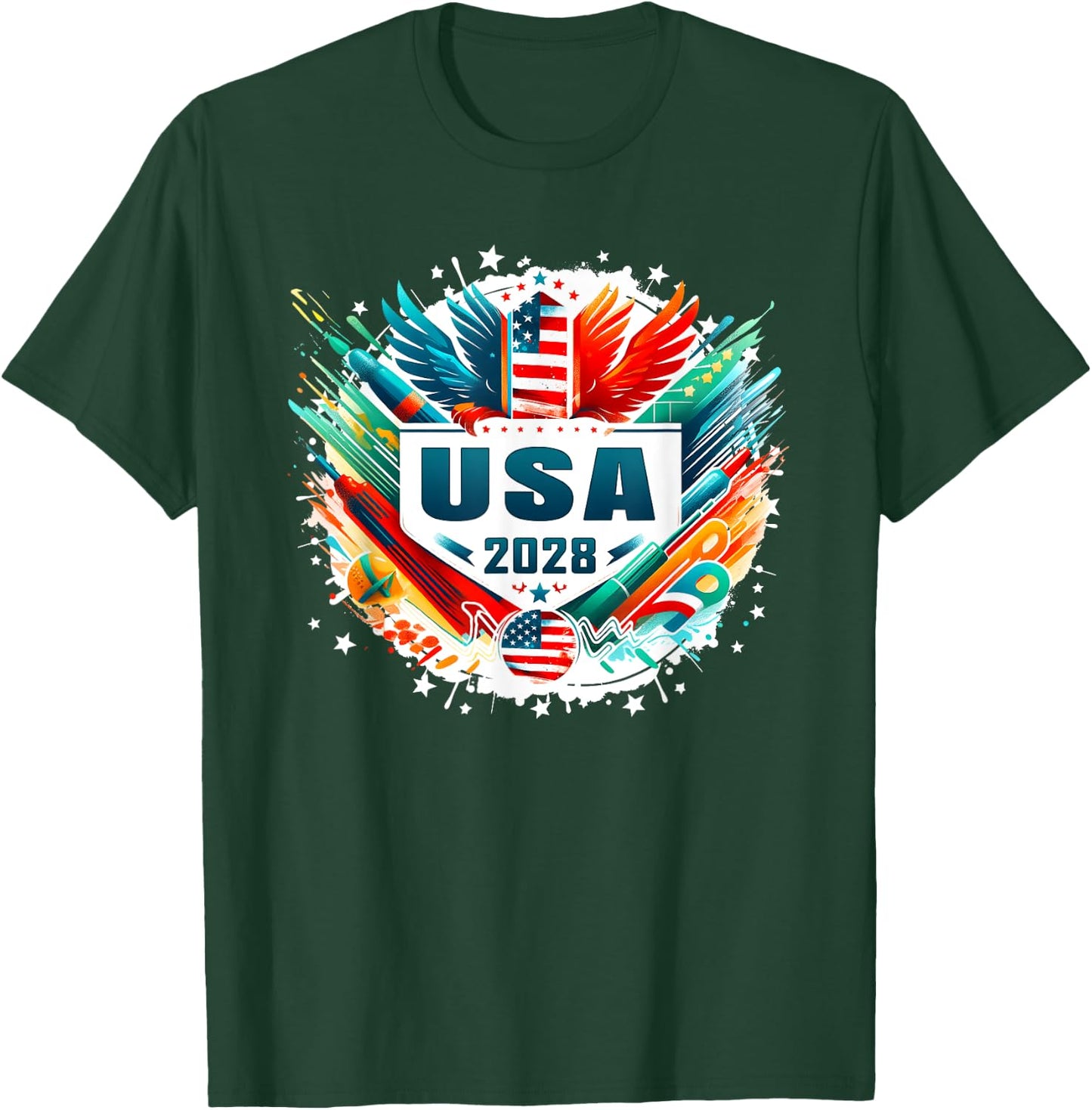 USA 2028 Go United States Sport USA Team 2028 USA T-Shirt - T-Shirt | Forest