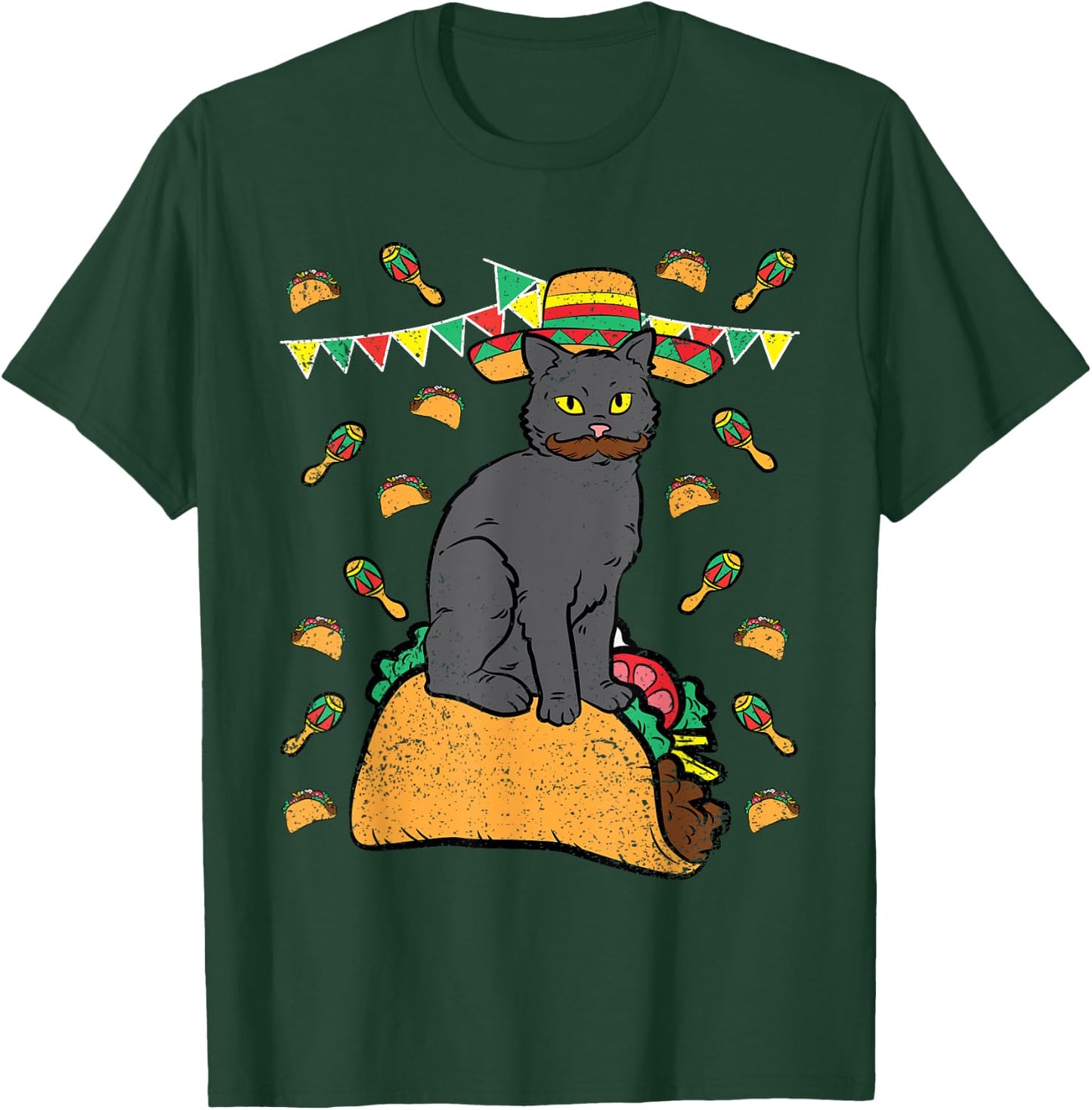 Cat Sitting Taco Cinco De Mayo Mexican Food Fiesta Party T-Shirt - T-Shirt | Forest