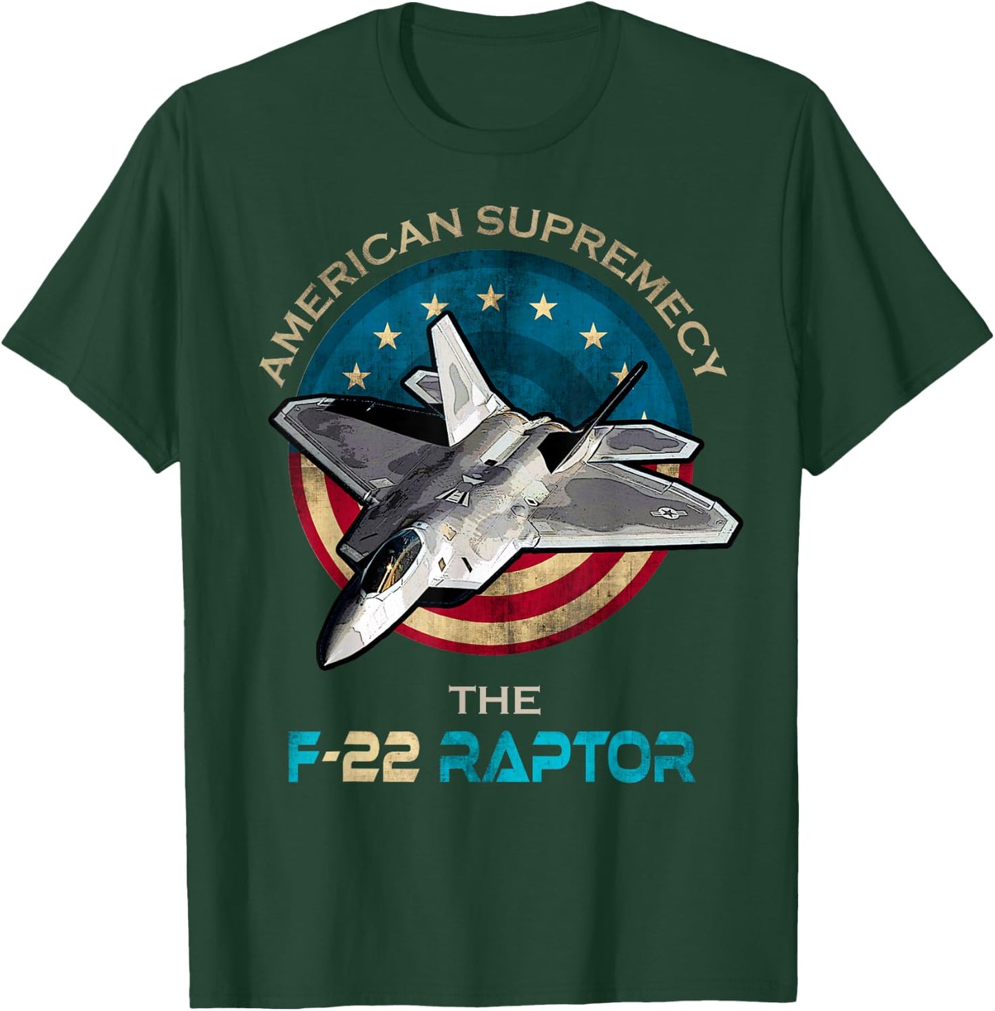 F22 Raptor American Patriotic Fighter Jet 4th of July Flag T-Shirt - T-Shirt | Forest