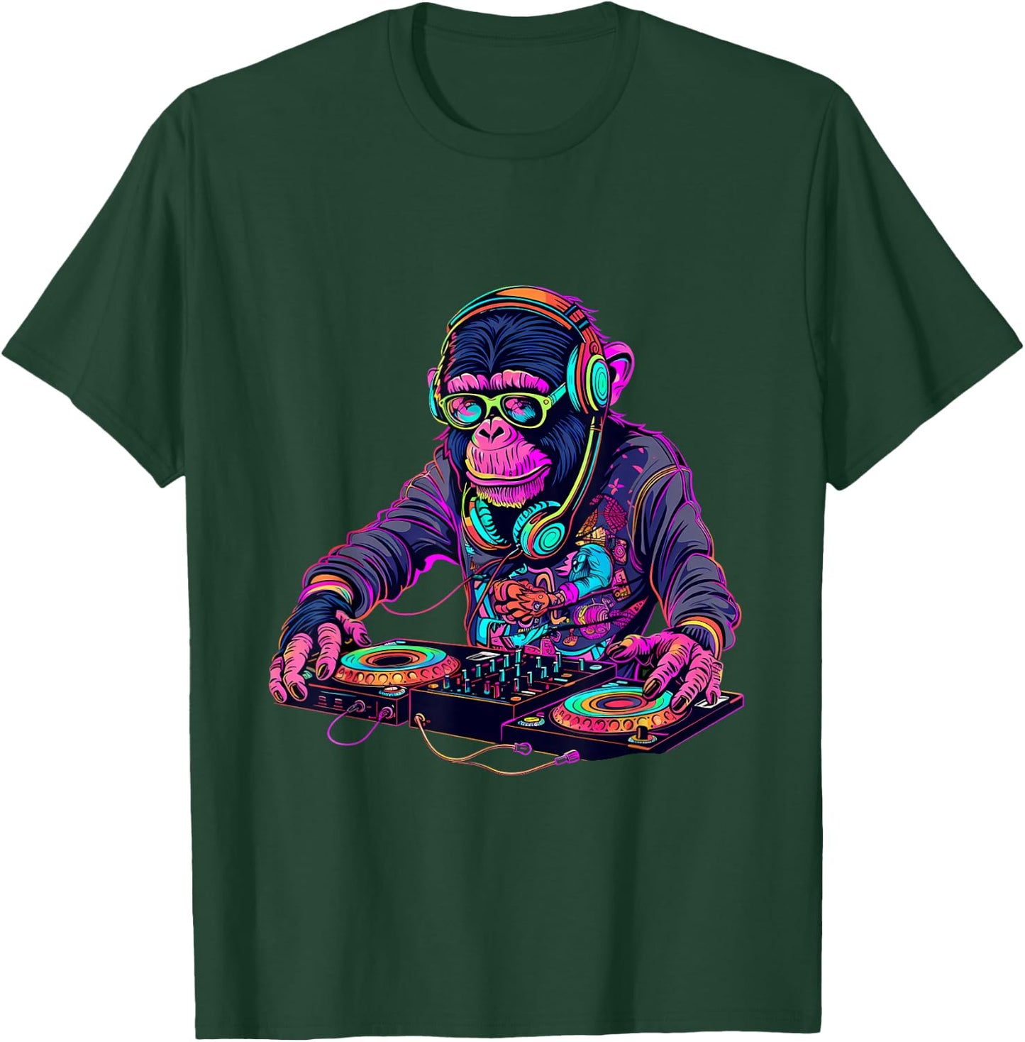DJ Monkey Turntable DJ Monkey Techno House Beatmaker EDM T-Shirt - T-Shirt | Forest