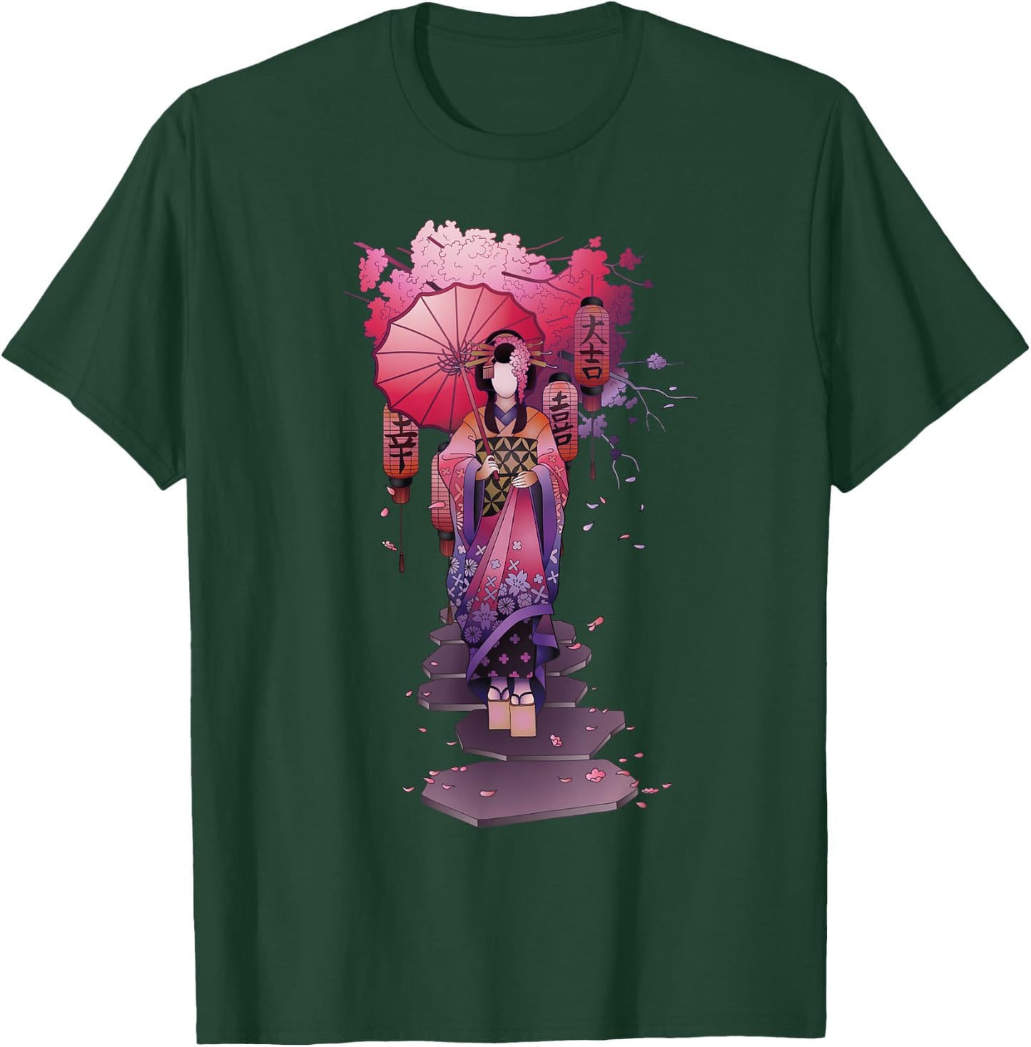 Vintage Japanese Kawaii Geisha Girl in Kimono Japan Art T-Shirt - T-Shirt | Forest