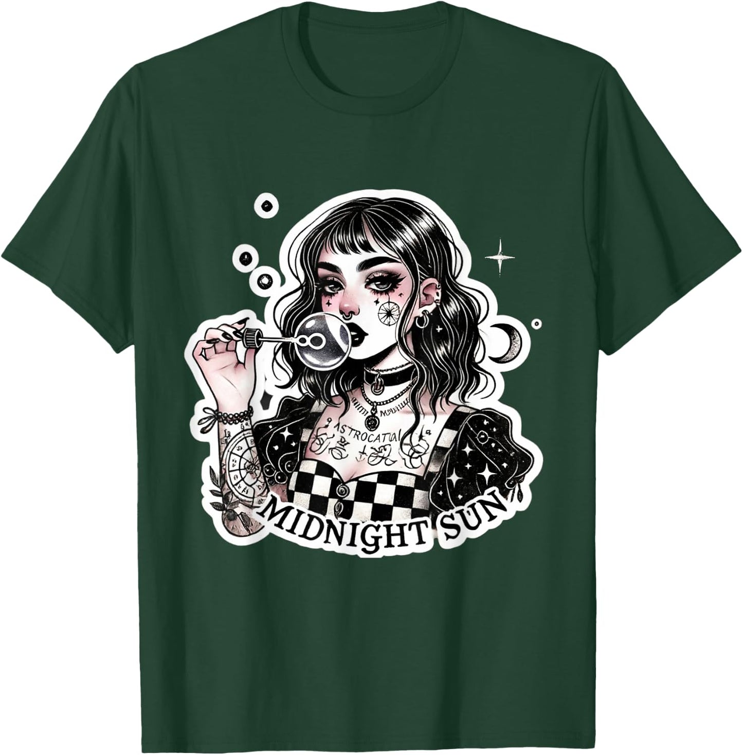 Cute Tattooed Goth Girl with Soap Bubbles Grunge Punk Egirl T-Shirt - T-Shirt | Forest