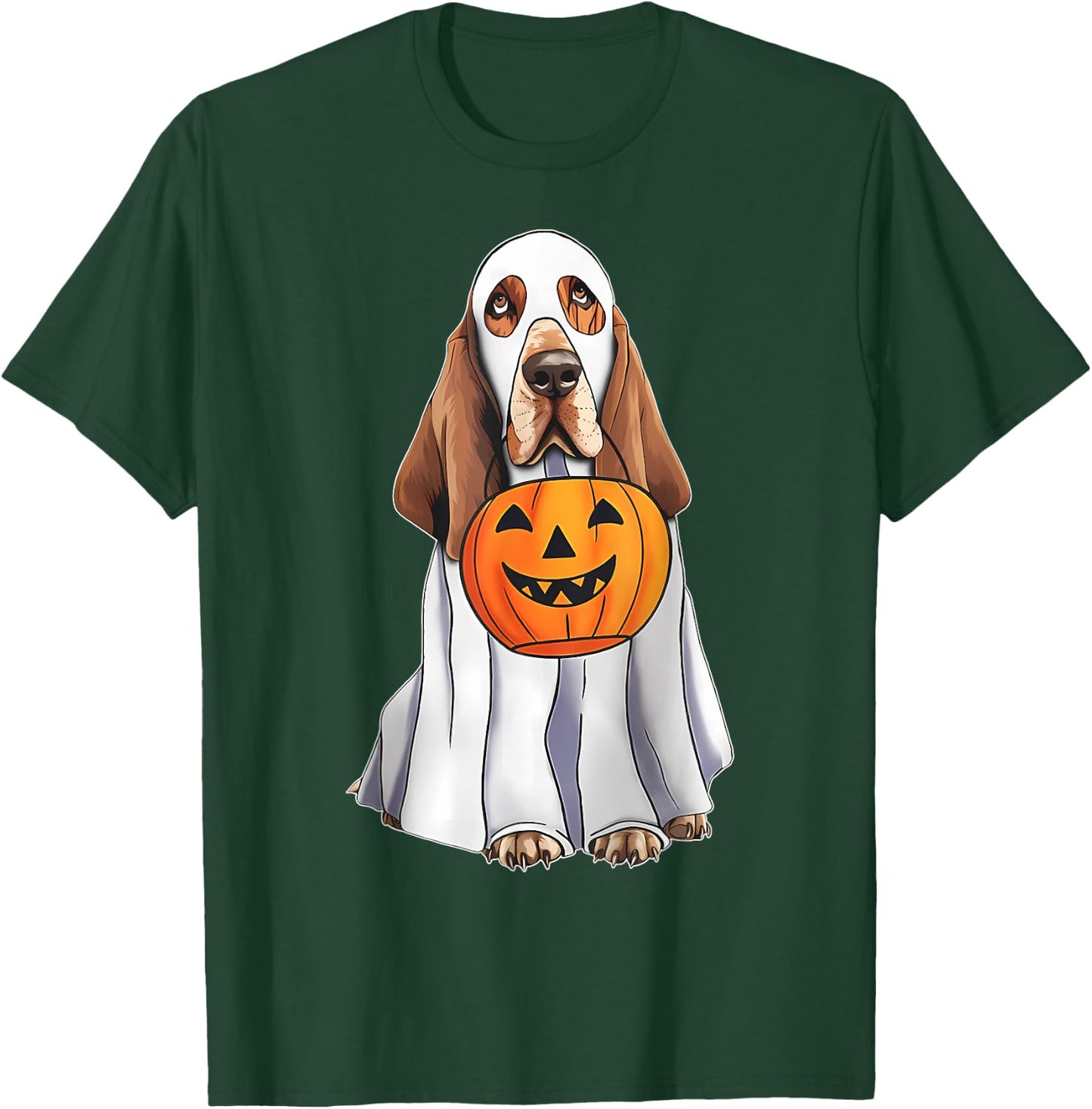 Basset Hound Ghost Pumpkin Halloween Costume Fall T-Shirt - T-Shirt | Forest