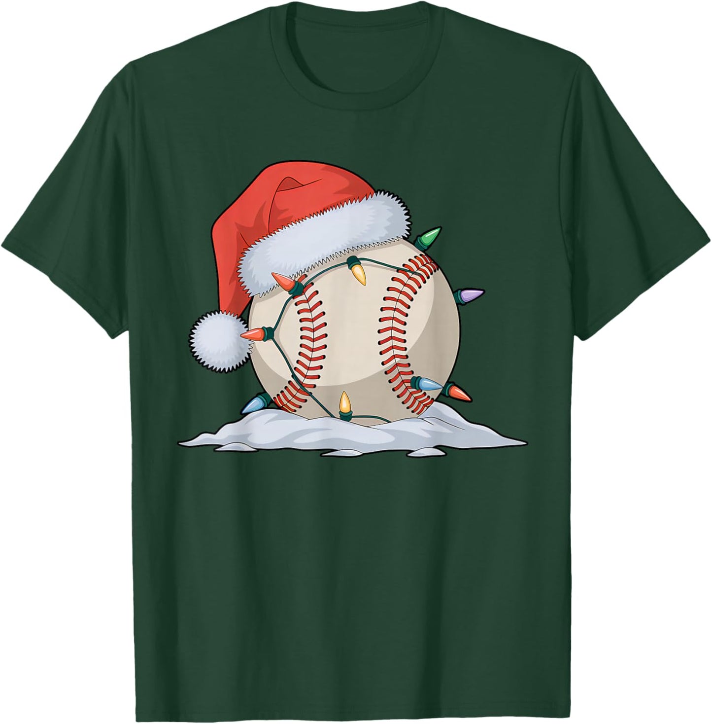 Christmas Baseball Player Santa Sports Design Boys T-Shirt - T-Shirt | Forest