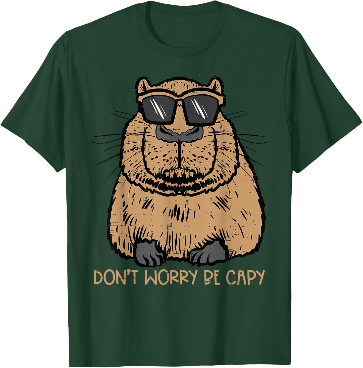 Dont Worry Be Capy Funny Capybara Pet Kids Men Women Teen T-Shirt - T-Shirt | Forest