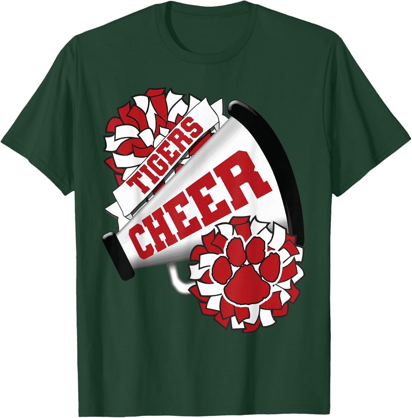 Tigers Cheerleading Back To School Cheer Team Spirit Red T-Shirt - T-Shirt | Forest