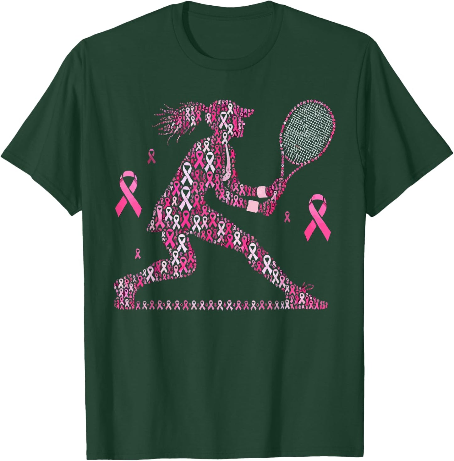 Tennis Breast Cancer Awareness Month Pink Ribbon T-Shirt - T-Shirt | Forest