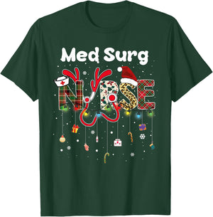 Med Surg Nurse christmas santa hat nursing X-Mas Pajama T-Shirt - T-Shirt | Forest