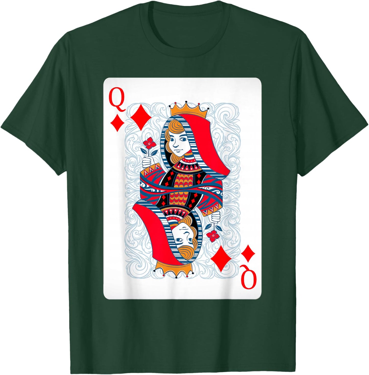 Queen Of Diamonds Playing Cards Shirt Easy Halloween Costume T-Shirt - T-Shirt | Forest