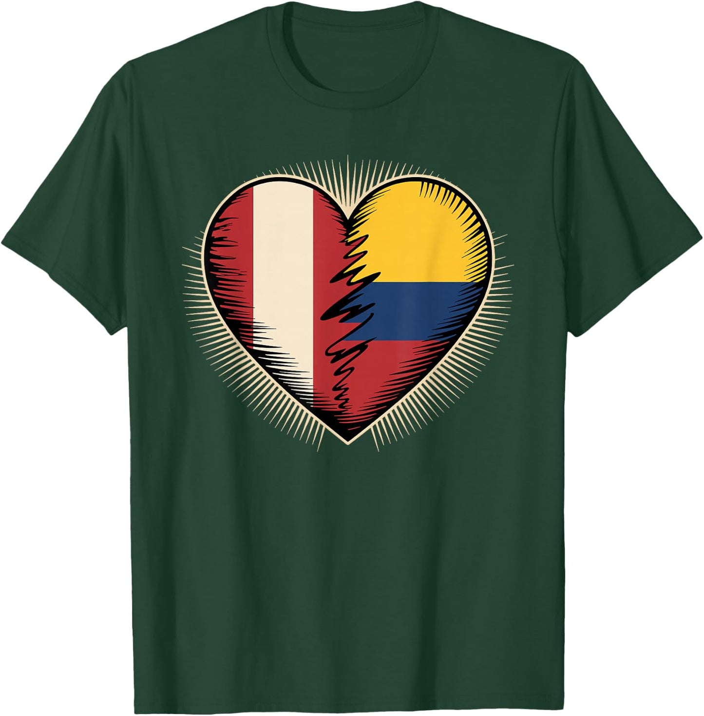 Half Peruvian Colombian Roots Peru Colombia T-Shirt - T-Shirt | Forest