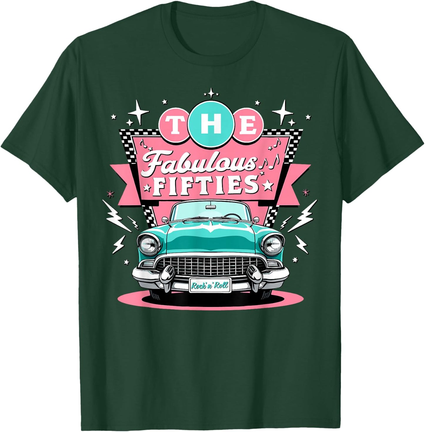 The Fifties 1950s Car Music Sock Hop Rockabilly T-Shirt - T-Shirt | Forest
