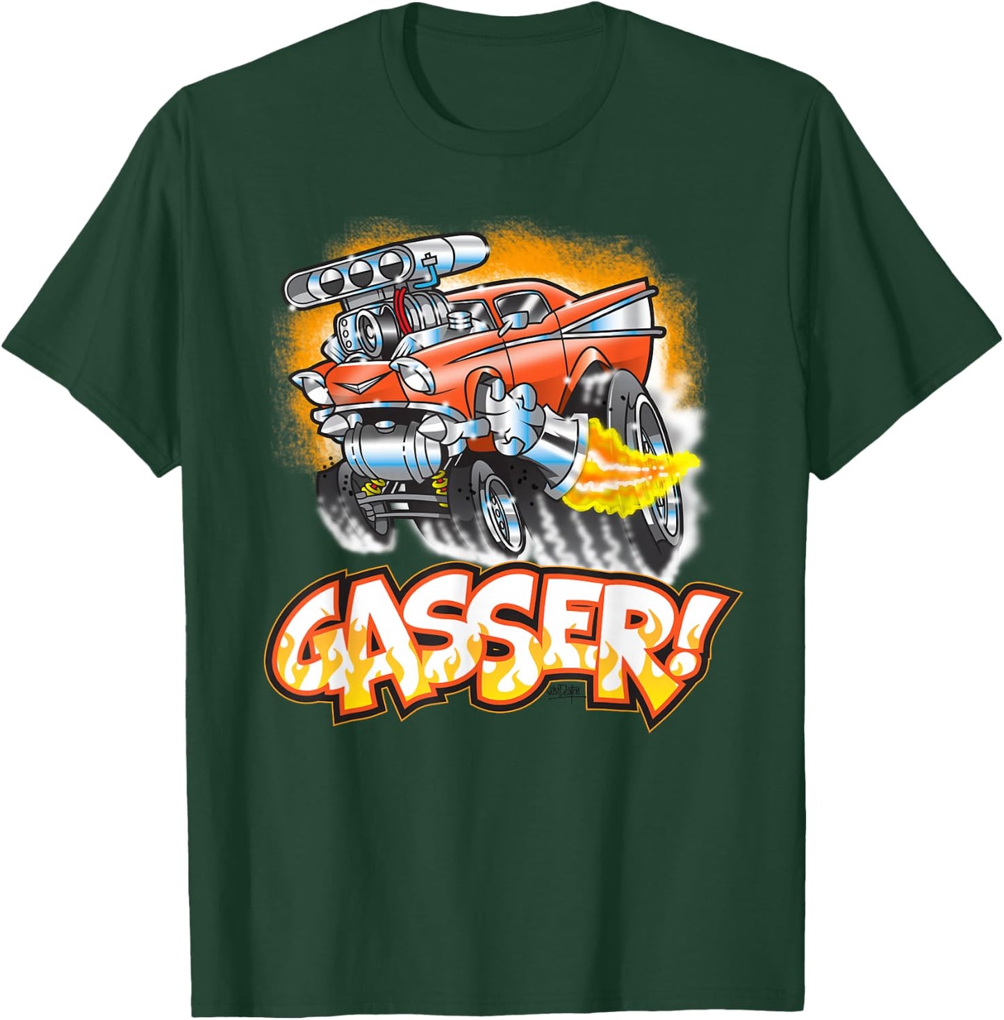 Hot Rod Gasser 57 Drag Racing Street Blown Car T-Shirt - T-Shirt | Forest