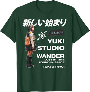 New Beginning - Wander Japanese Tokyo NYC Retro Japan Art T-Shirt - T-Shirt | Forest
