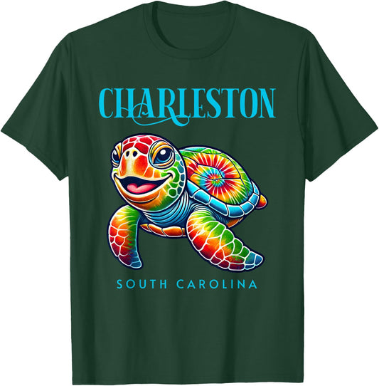 Charleston South Carolina Smiling Tie Dye Sea Turtle T-Shirt - T-Shirt | Forest