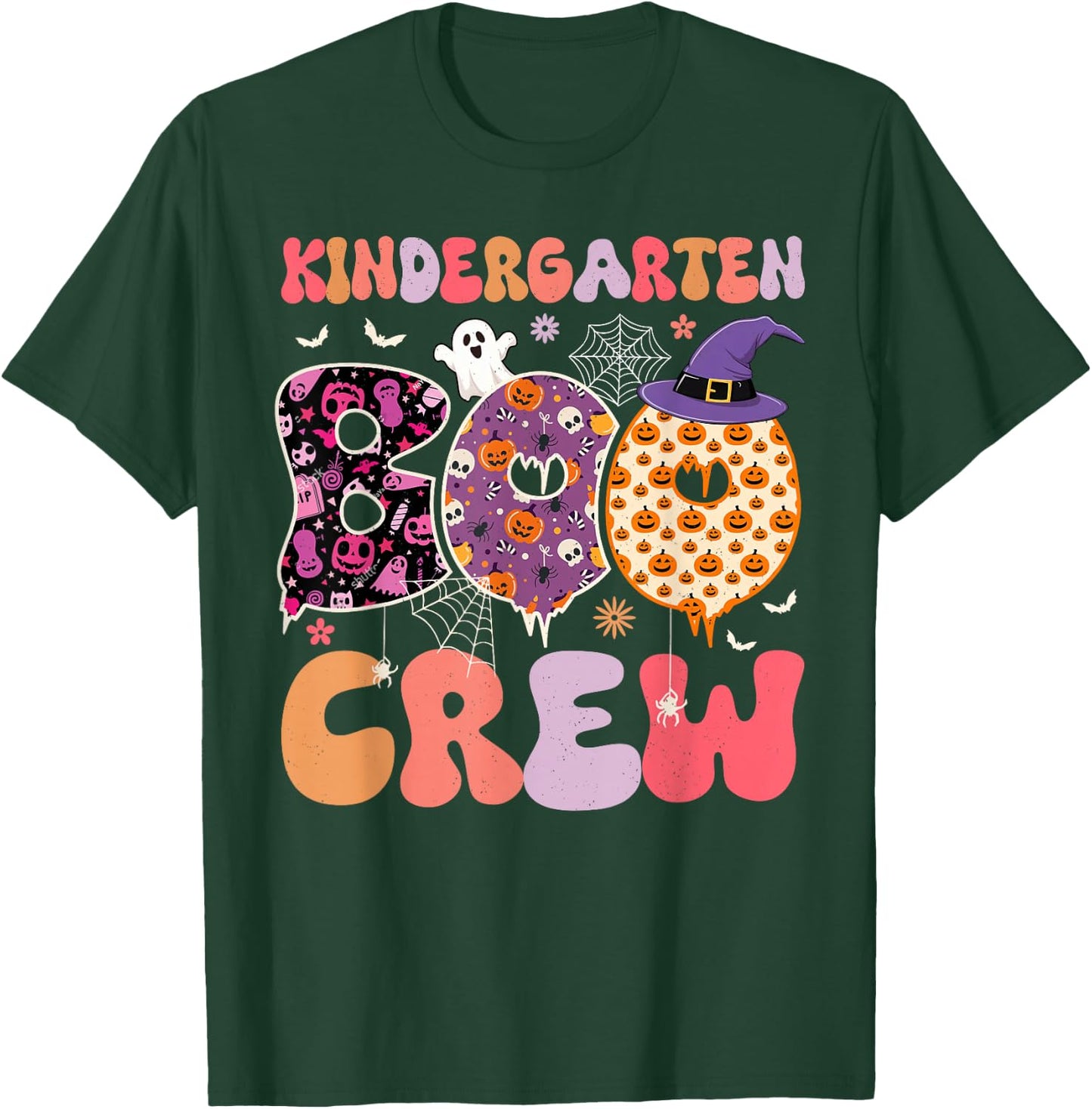Kindergarten Boo Crew Funny Halloween Spooky Teacher Kids T-Shirt - T-Shirt | Forest