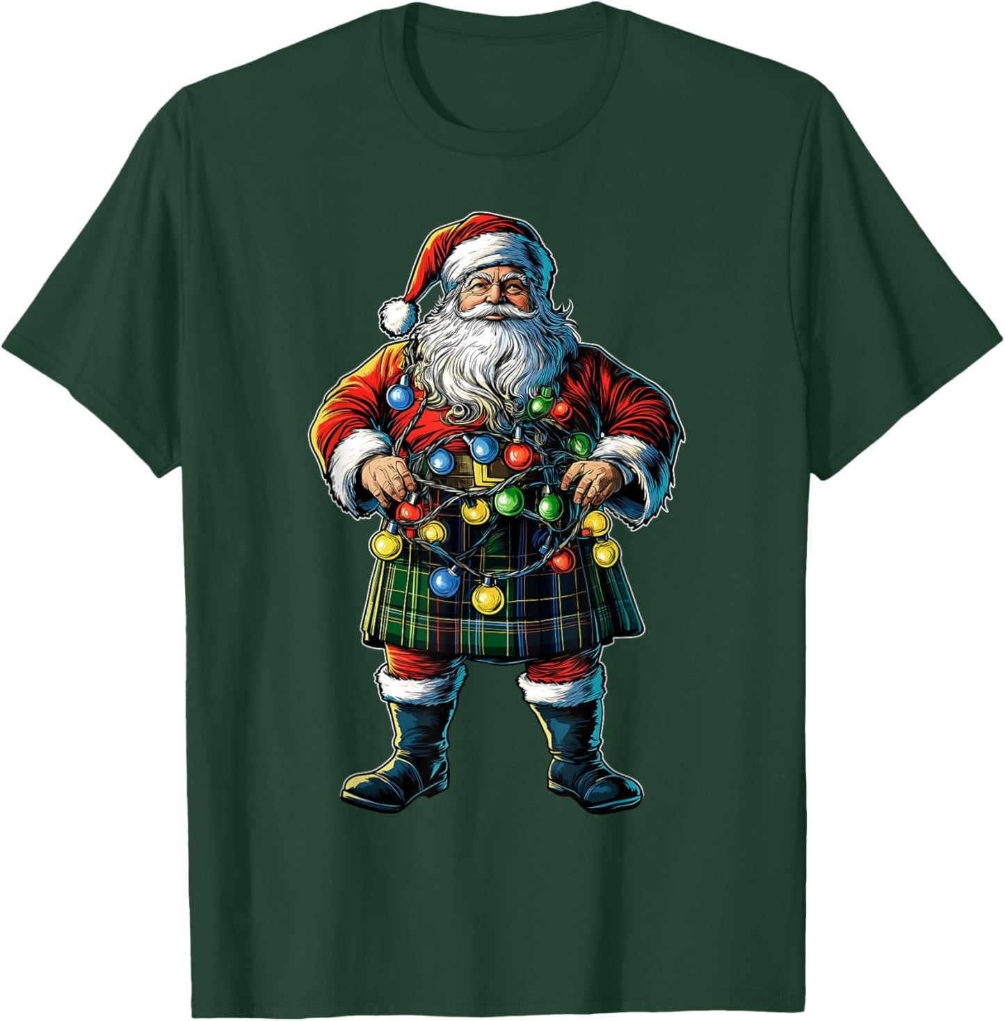 Santa Claus Scottish Kilt Scotland Christmas Hat Xmas T-Shirt - T-Shirt | Forest