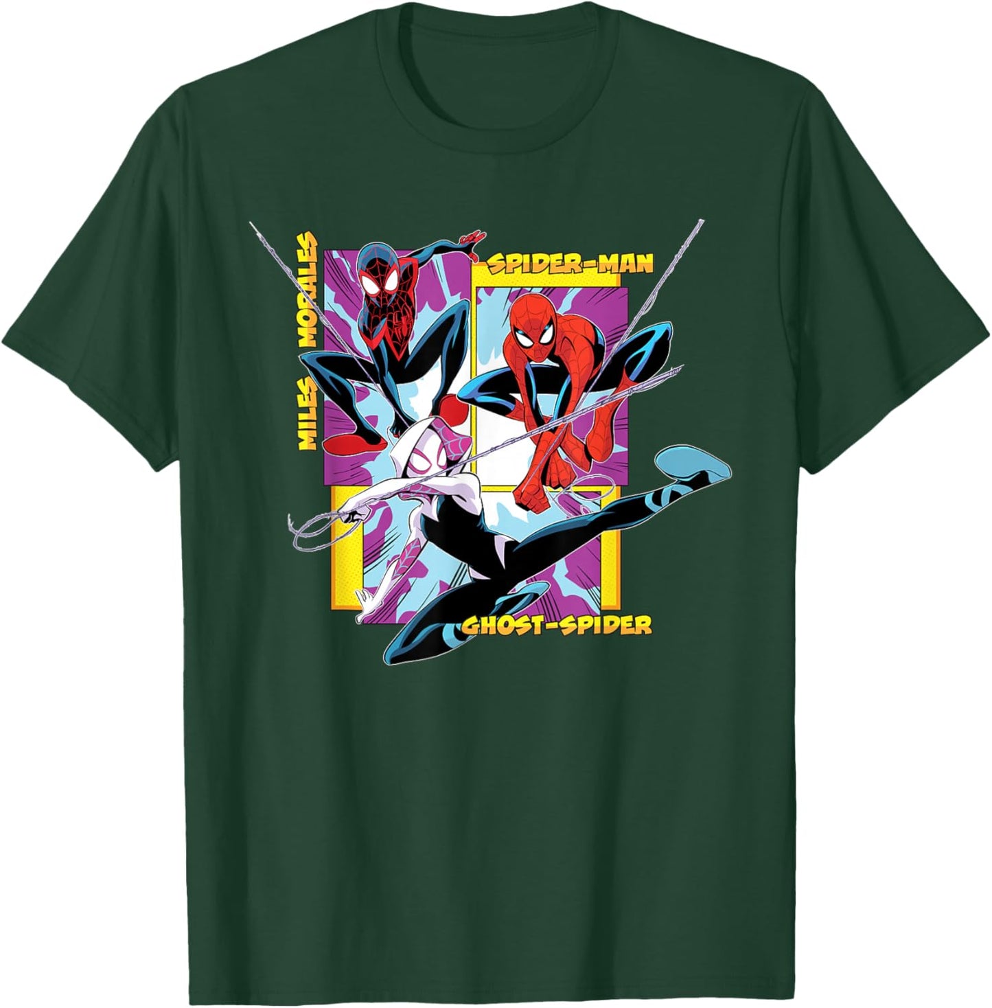 Marvel Spider-Man Miles Morales Ghost-Spider Web-Swing Trio T-Shirt - T-Shirt | Forest