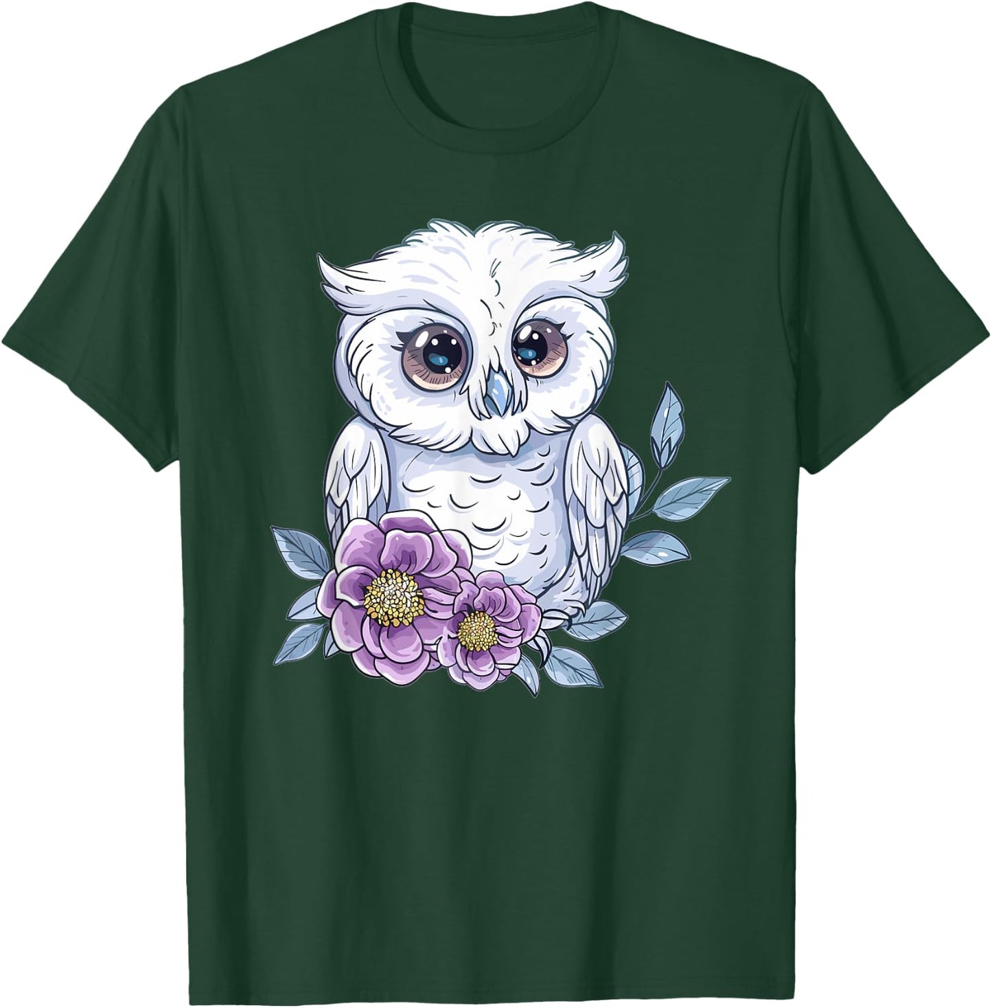 Cute Snowy Owl With Flowers I Snowy Owl T-Shirt - T-Shirt | Forest