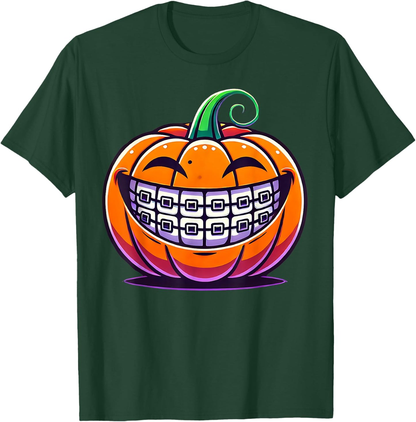 Orthodontics Dental Halloween Pumpkin Braces Dentist Horror T-Shirt - T-Shirt | Forest