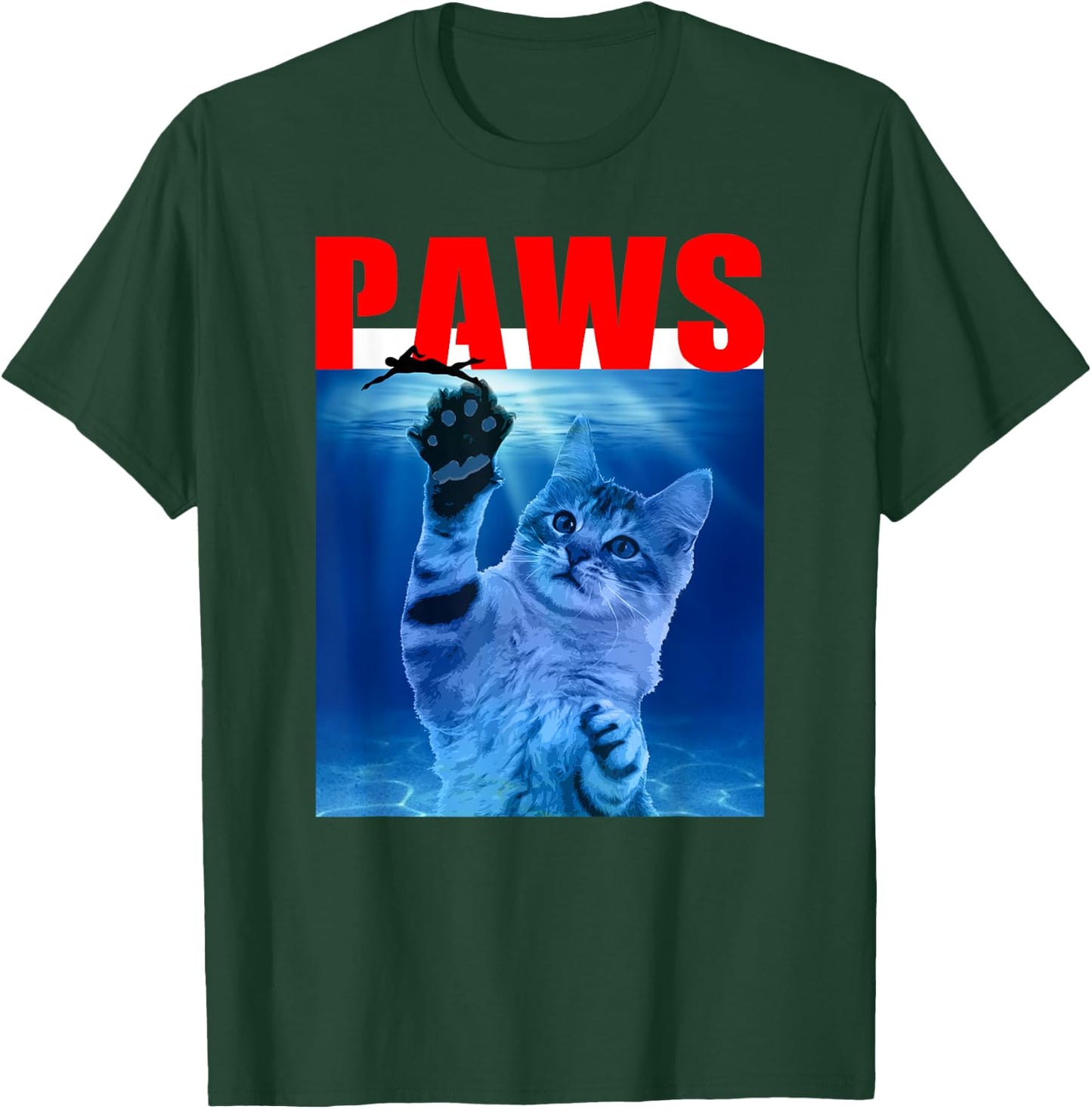 PAWS Funny Cat . Parody For Shark And Cat Lovers T-Shirt - T-Shirt | Forest