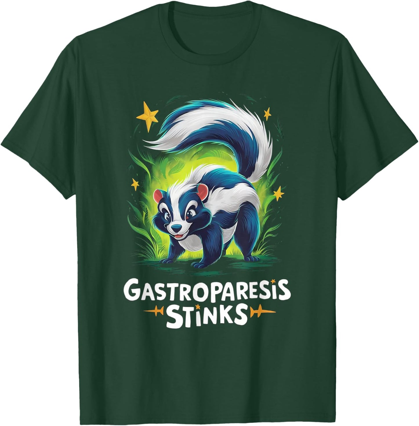 Gastroparesis Stinks Funny Skunk Gastroparesis Awareness T-Shirt - T-Shirt | Forest
