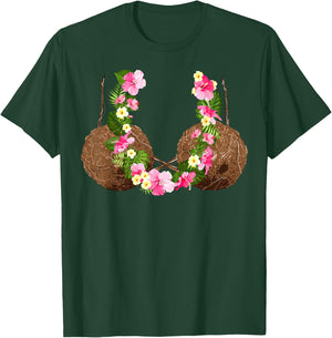 Funny Coconut Bra Hawaiian Tropical Beach Vibes Summer Girls T-Shirt - T-Shirt | Forest