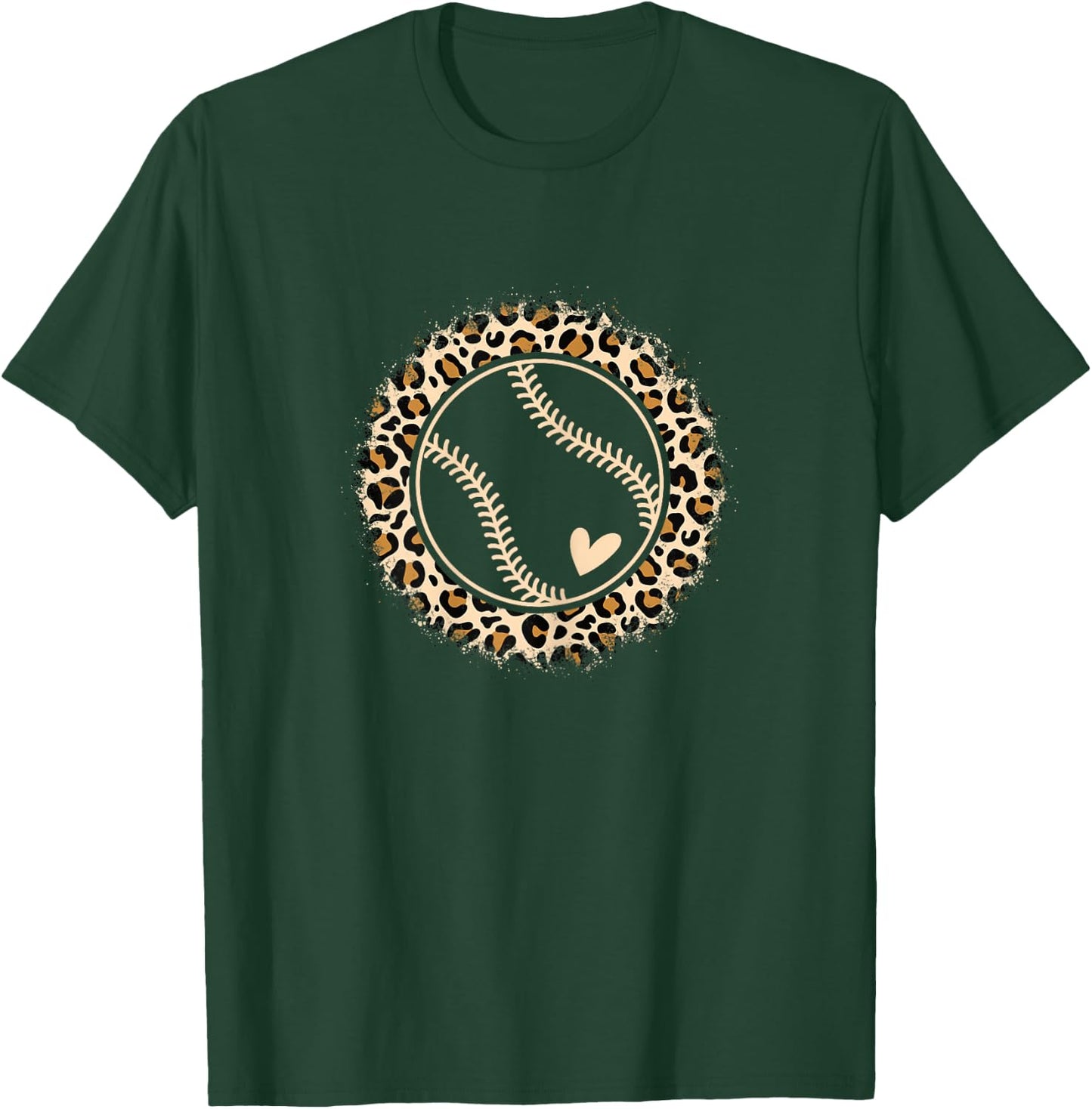 Cute Baseball Leopard Print Baseball Player Women Girls T-Shirt - T-Shirt | Forest