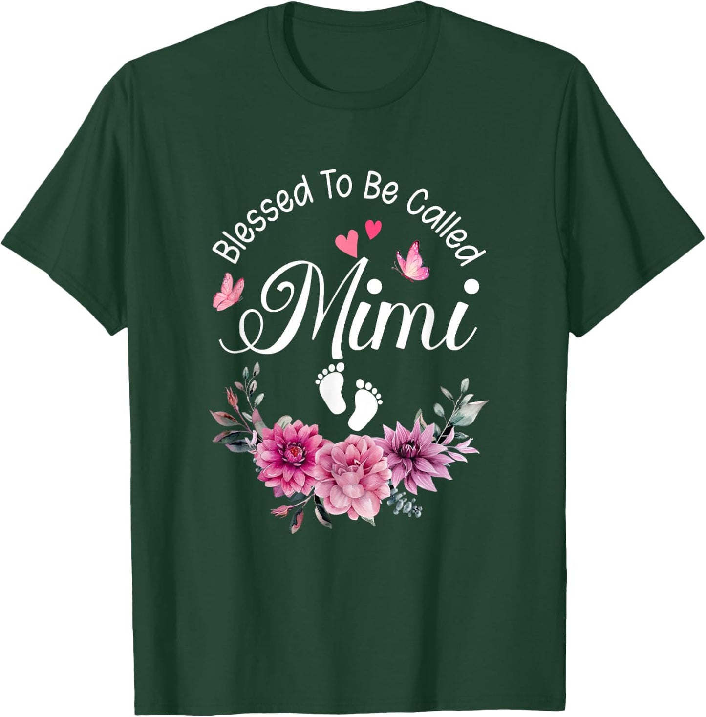 Blessed To Be Called Mimi Women Floral Decor Mimi T-Shirt - T-Shirt | Forest
