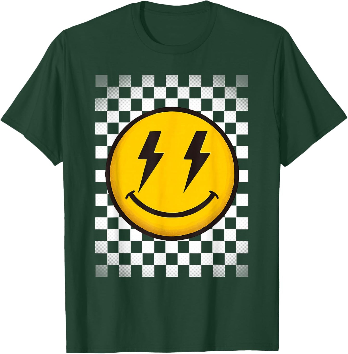 Splendifulous Happy Face Retro Checkerboard Kids T-Shirt - T-Shirt | Forest