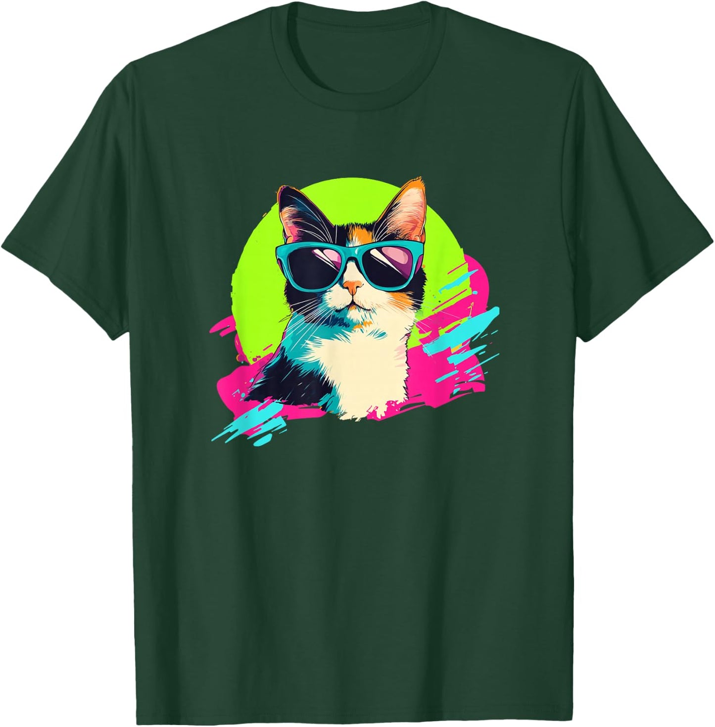 Kid Kitty Retro Vintage 80s 90s Calico Cat Lover T-Shirt - T-Shirt | Forest