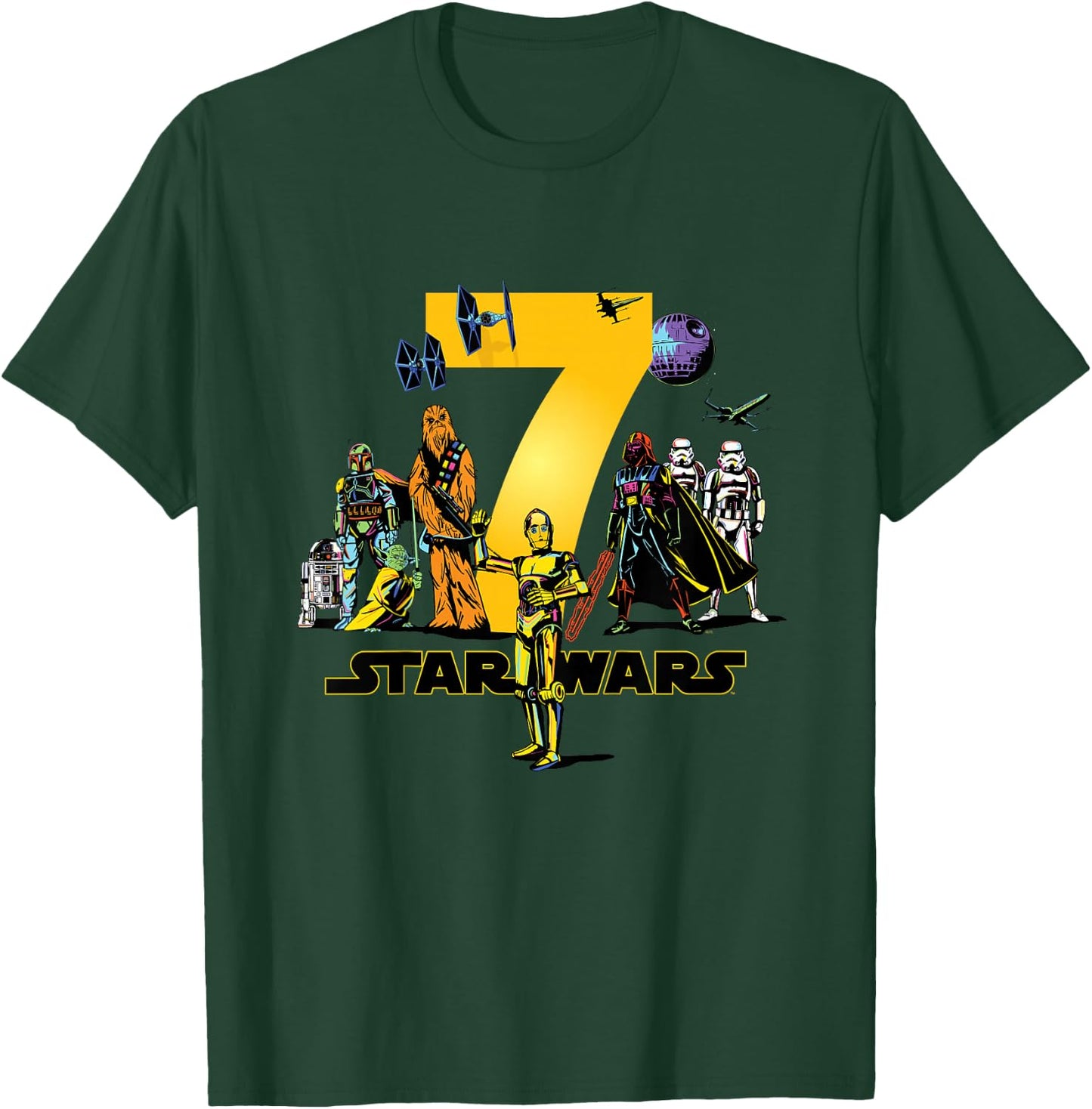 Star Wars Classic Characters Seventh Birthday 7 Years Old T-Shirt - T-Shirt | Forest