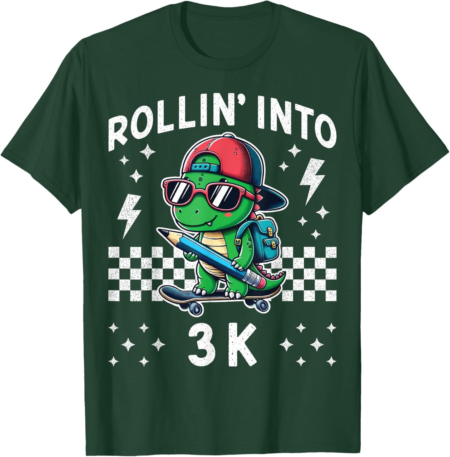 Rollin Into 3K Dinosaur First Day of K3 Kid I’m Ready for 3K T-Shirt - T-Shirt | Forest