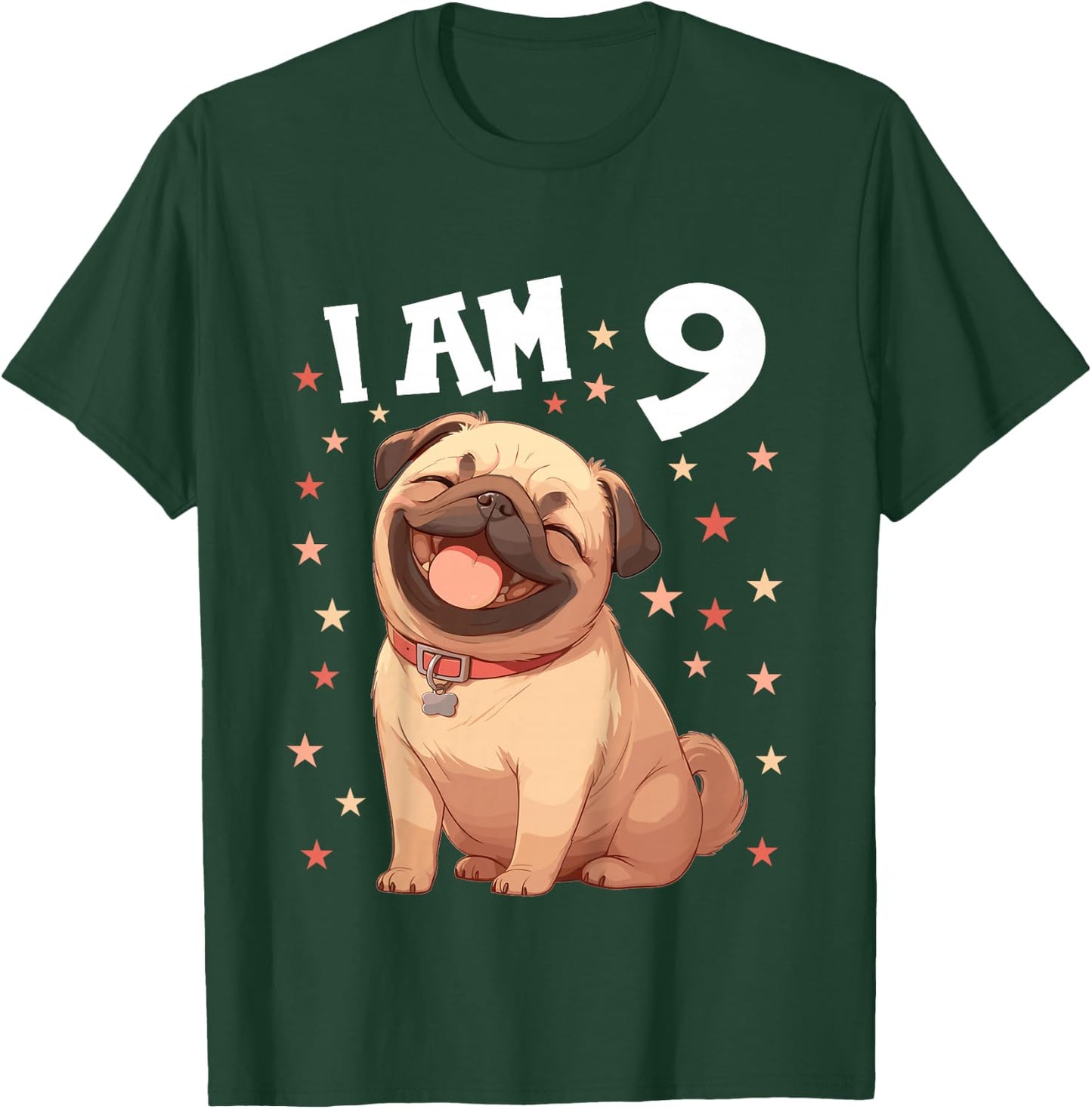 Kids 9 Years old 9th birthday Pugs Pug T-Shirt - T-Shirt | Forest