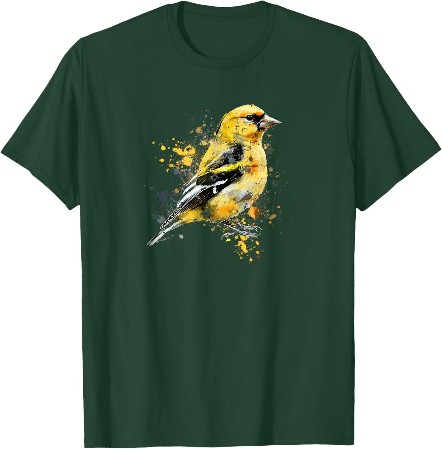 American Goldfinch Watercolor, Birdwatching T-Shirt - T-Shirt | Forest