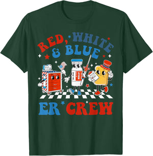 Retro Red White Blue Er Crew Emergency Room 4th Of July T-Shirt - T-Shirt | Forest