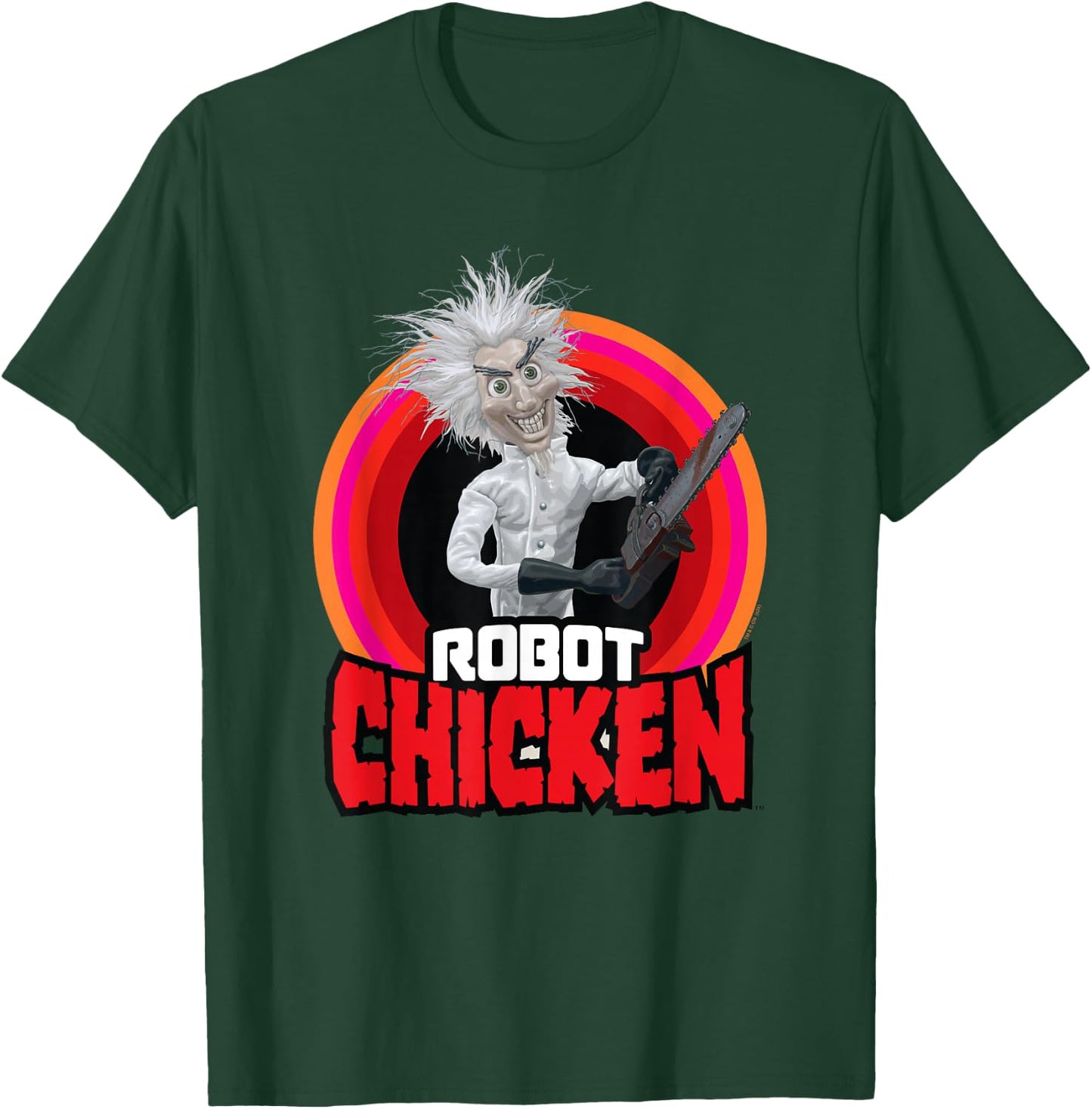 Robot Chicken Fritz Mad Scientist Chainsaw T-Shirt - T-Shirt | Forest
