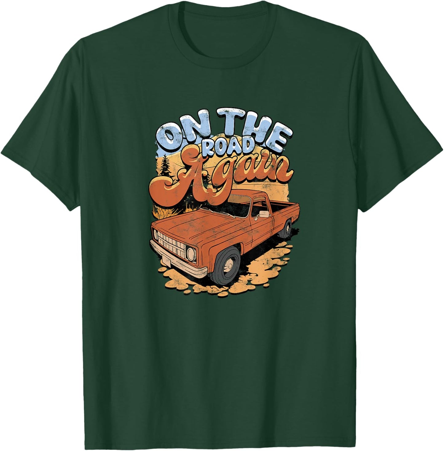 Travel Adventures On The Road Again , Small, Black T-Shirt - T-Shirt | Forest