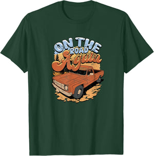 Travel Adventures On The Road Again , Small, Black T-Shirt - T-Shirt | Forest