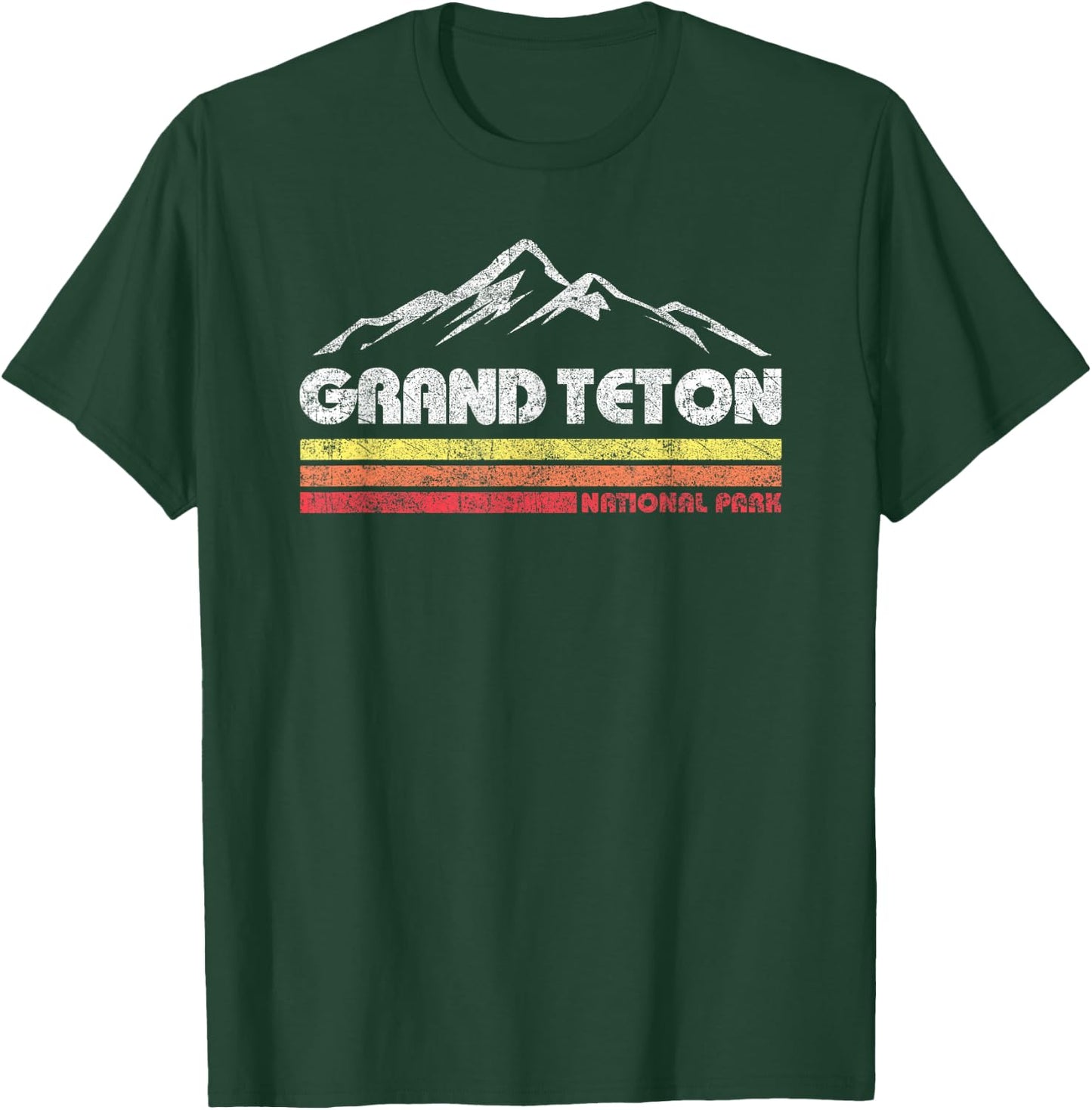 Grand Teton National Park Wyoming Retro Throwback Hiking T-Shirt - T-Shirt | Forest